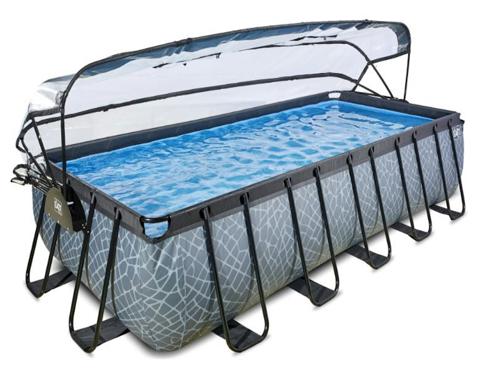 Exit rechteckiger Rahmenpool mit Sandfilteranlage und Sonnendach 540 x 250 cm (Höhe 122cm) - Klimacare24 Exit rechteckiger Rahmenpool mit Sandfilteranlage und Sonnendach 540 x 250 cm (Höhe 122cm)