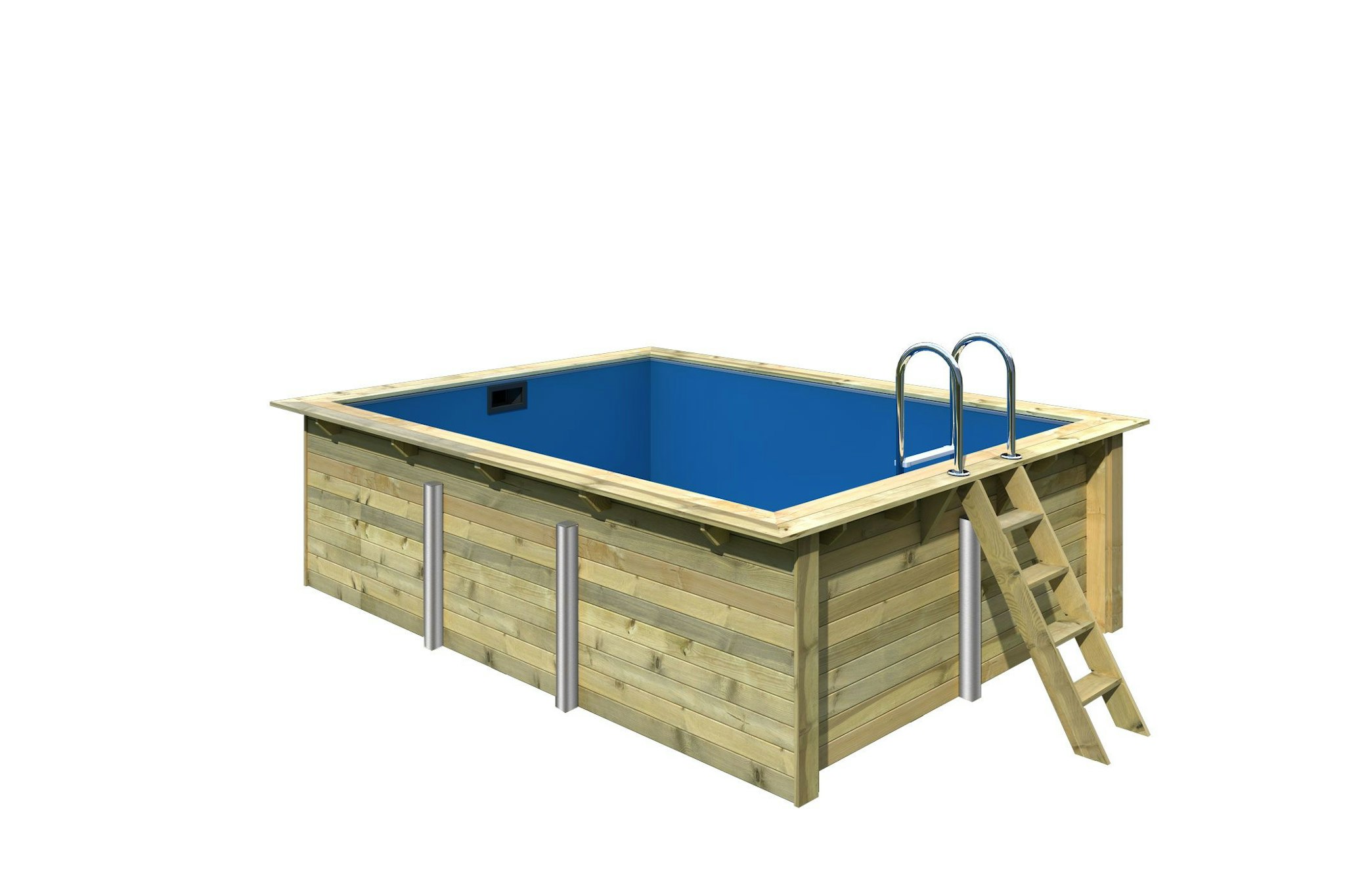 Karibu Rechteck Pool Gr. 2 - 350 x 440 cm - kesseldruckimprägniert Sparset mit Filteranlage