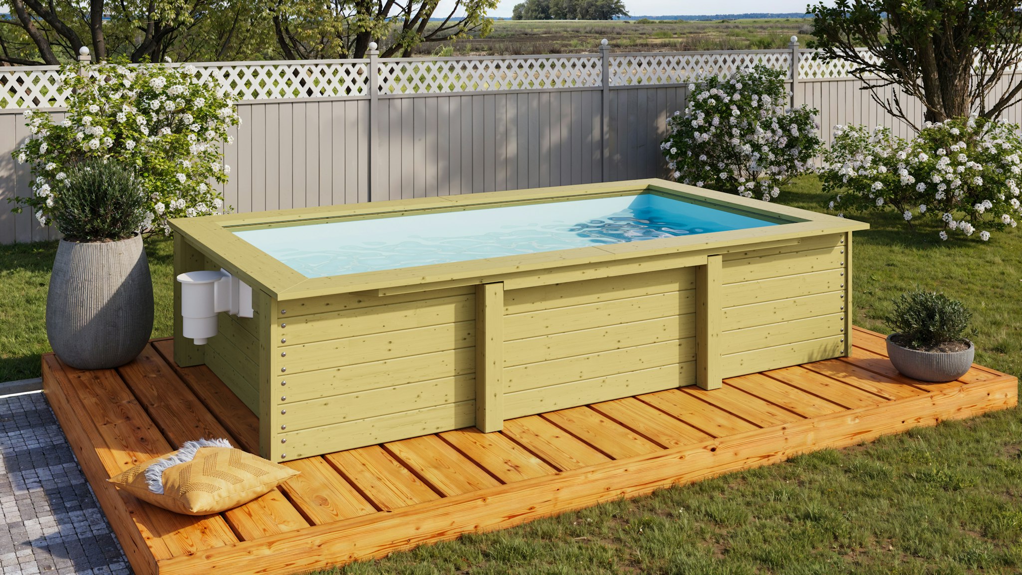 Karibu Triton Rechteck Pool - 305 x 182 cm - kesseldruckimprägniert