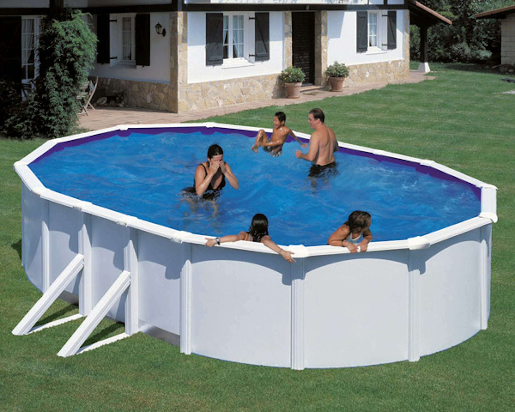 myPOOL Swimming Pool Poolset Feeling Weiß - Ovalform mit Stahlwandbecken Höhe 1 - Klimacare24 myPOOL Swimming Pool Poolset Feeling Weiß - Ovalform mit Stahlwandbecken Höhe 1