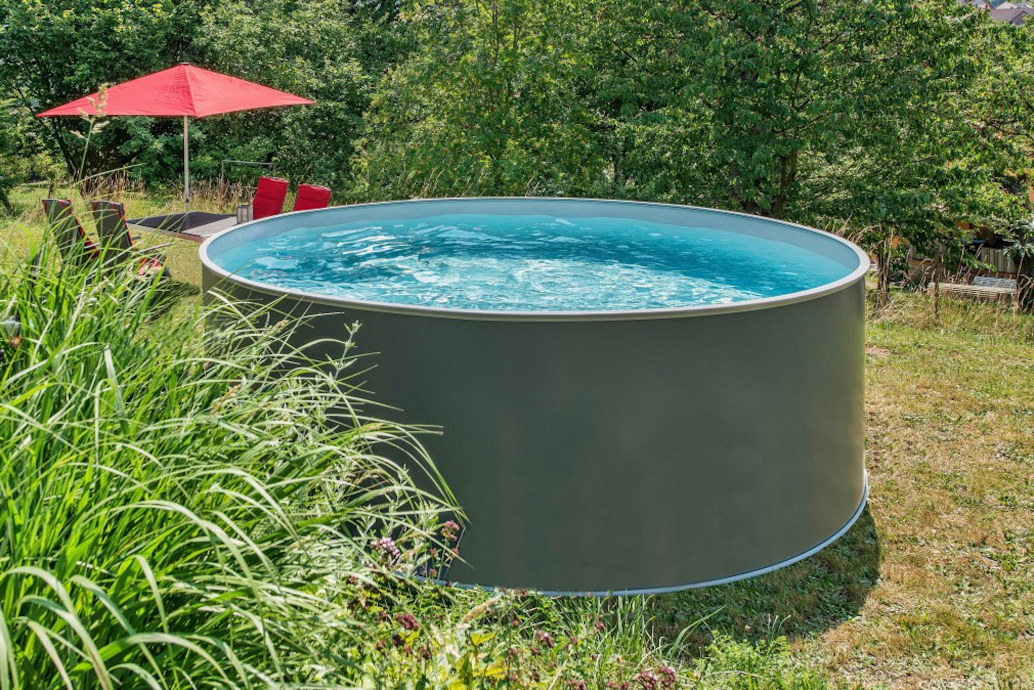 myPOOL Swimming Pool Poolset Premium Rund mit Sandfilteranlage - anthrazit - Klimacare24 myPOOL Swimming Pool Poolset Premium Rund mit Sandfilteranlage - anthrazit